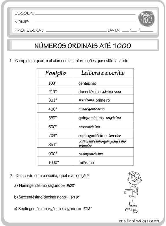 Mailzaindica Atividade Do Ensino Fundamental De Matem Tica